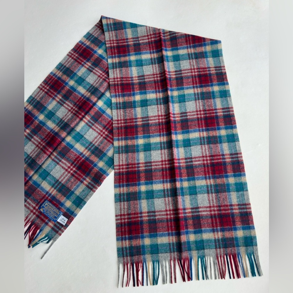 Pendleton Virgin Wool Scarf Multicolor Plaid Made… - image 1